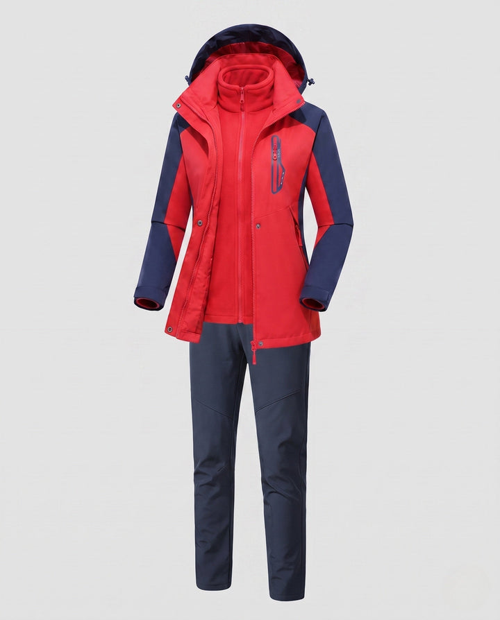 Dam multifunctional softshell utomhusjacka set med fleece inner jacka och funktionell byxor