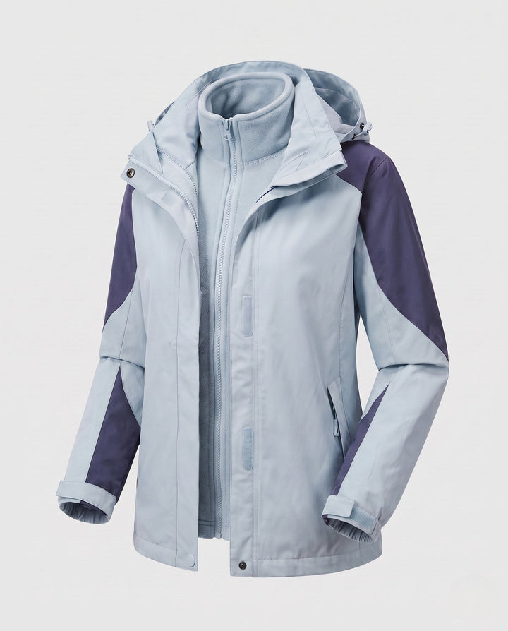 Dam två-in-One softshell och fleece utomhusjacka med huva