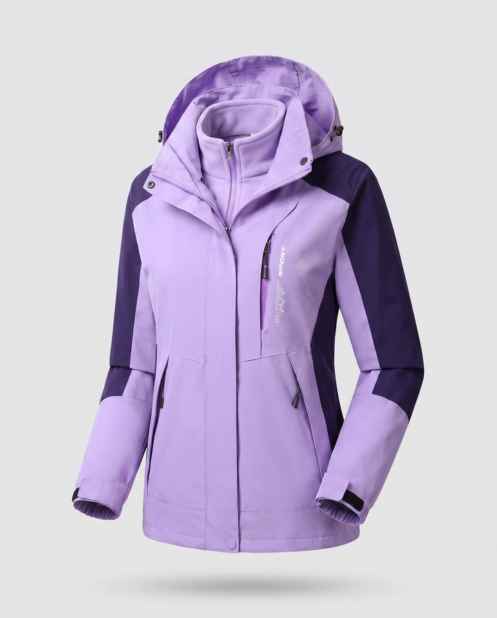 Dam två-layer softshell parka med warming fleece inner foder och justerbar huva