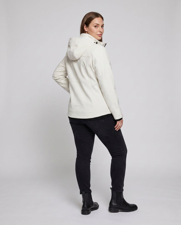 Dam två-layer softshelljacka med removable fleece inner layer och justerbar huva