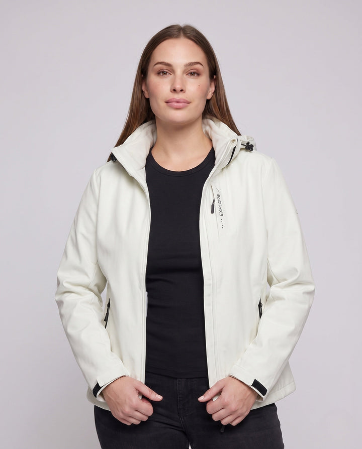 Dam två-layer softshelljacka med removable fleece inner layer och justerbar huva