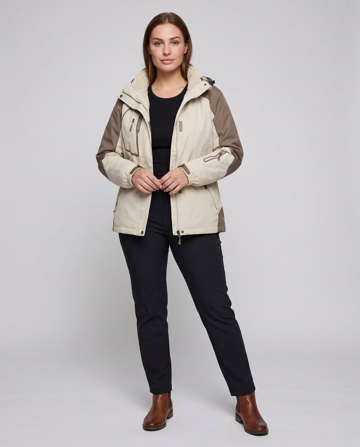 Dam två-piece utomhusjacka med detachable fleece inner jacka och vattentät membrane