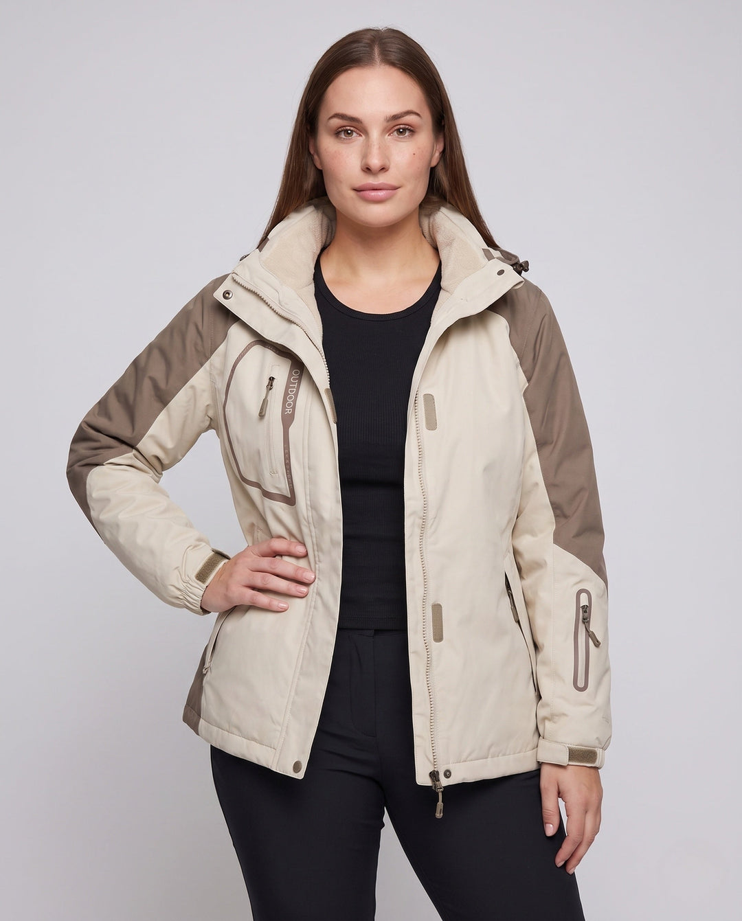 Dam två-piece utomhusjacka med detachable fleece inner jacka och vattentät membrane