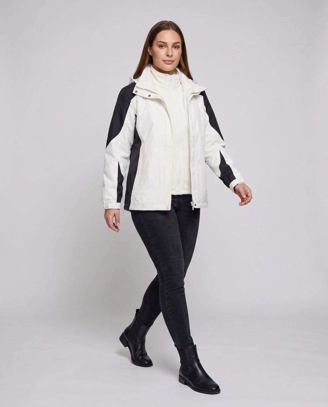 Dam två-piece softshell rain jacka med removable fleece inner jacka