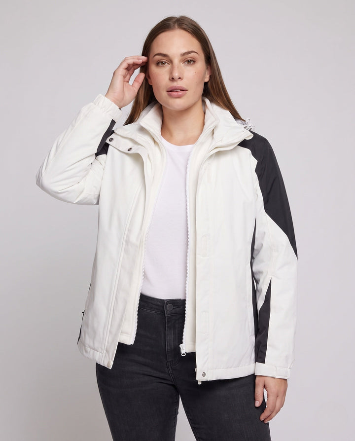 Dam två-piece softshell rain jacka med removable fleece inner jacka