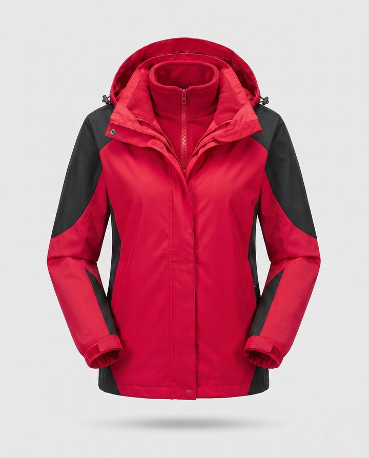 Dam två-piece softshell rain jacka med removable fleece inner jacka