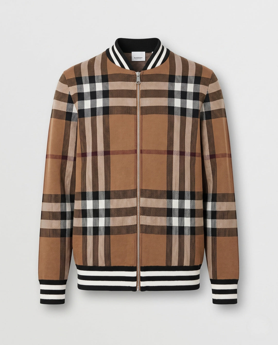 Herr Avslappnad Zip-Up Cardigan med Rutig Mönster