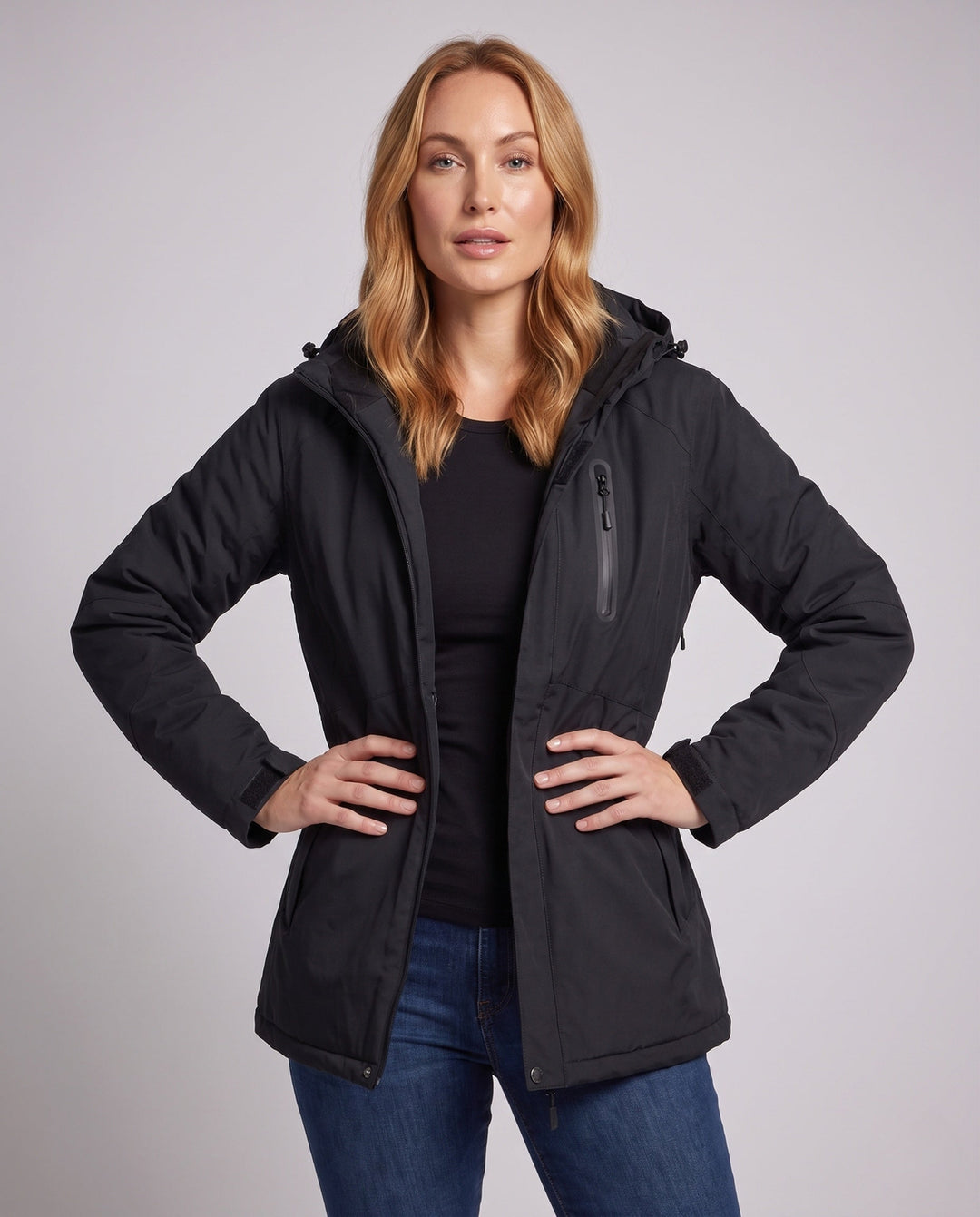 Dam funktionell Transition jacka med Removable huva