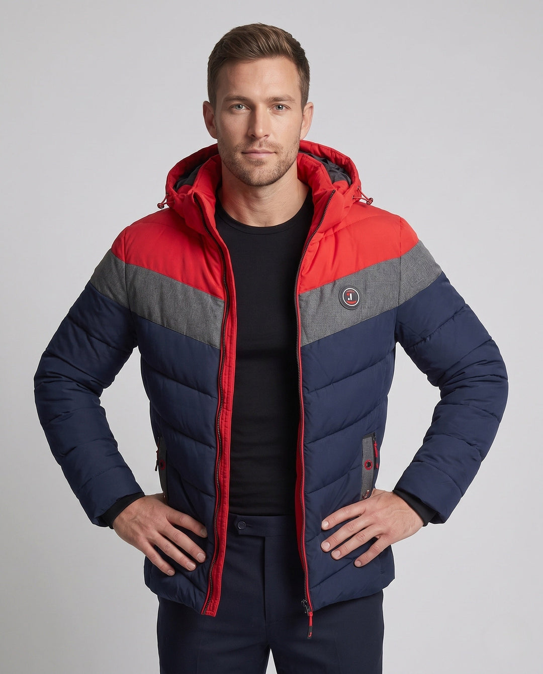 Herr Quiltad Vinter Jacka med Huva, Vattenavvisande, Vindskyddande, Insulated Termisk Foder,