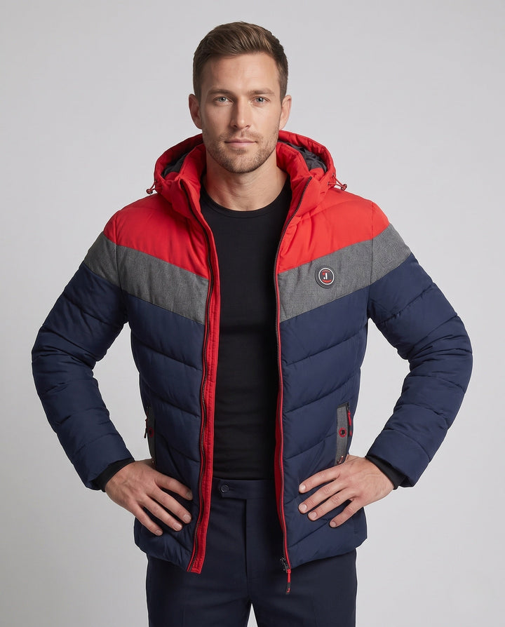 Herr Quiltad Vinter Jacka med Huva, Vattenavvisande, Vindskyddande, Insulated Termisk Foder,