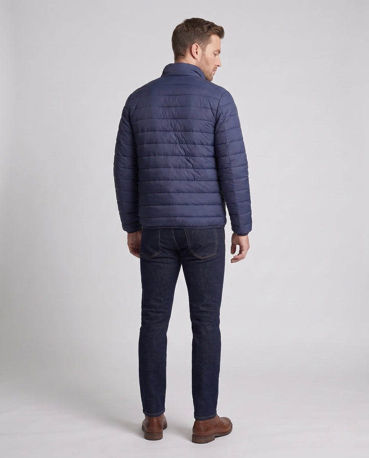 Herr Compact Packable Quiltad Övergångs Jacka med Stående Krage och Termisk Filling
