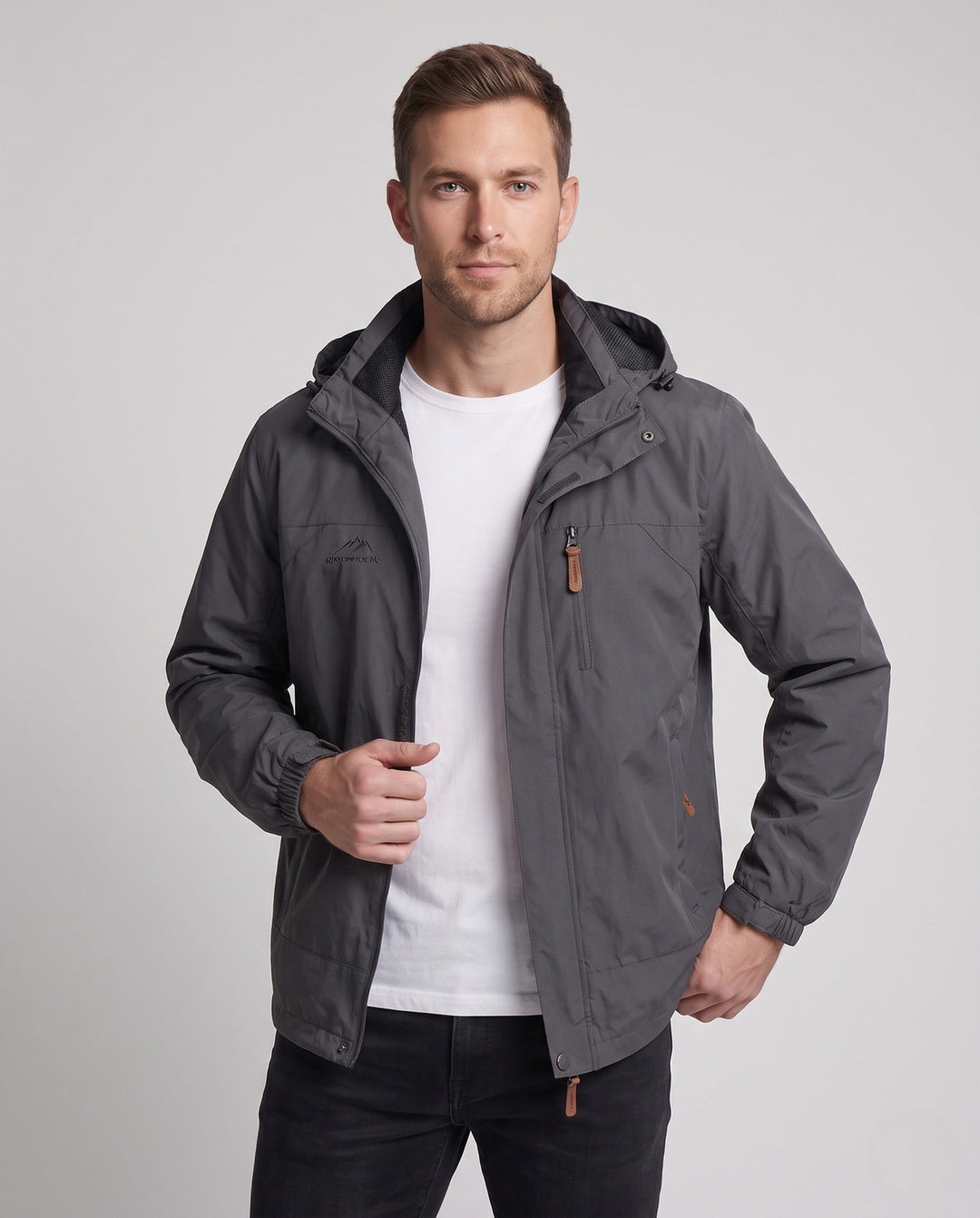 Herr Weatherproof Utomhus Jacka med Justerbar Huva