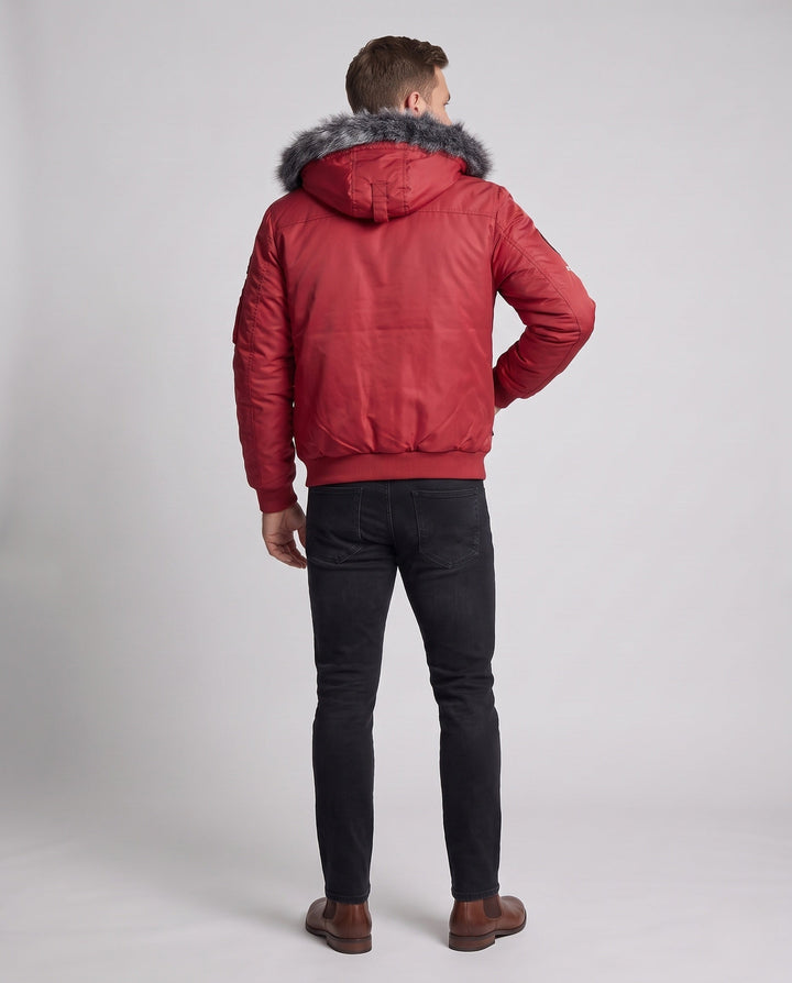 Herr Fashionable Vinter Jacka med Faux Fur Foder