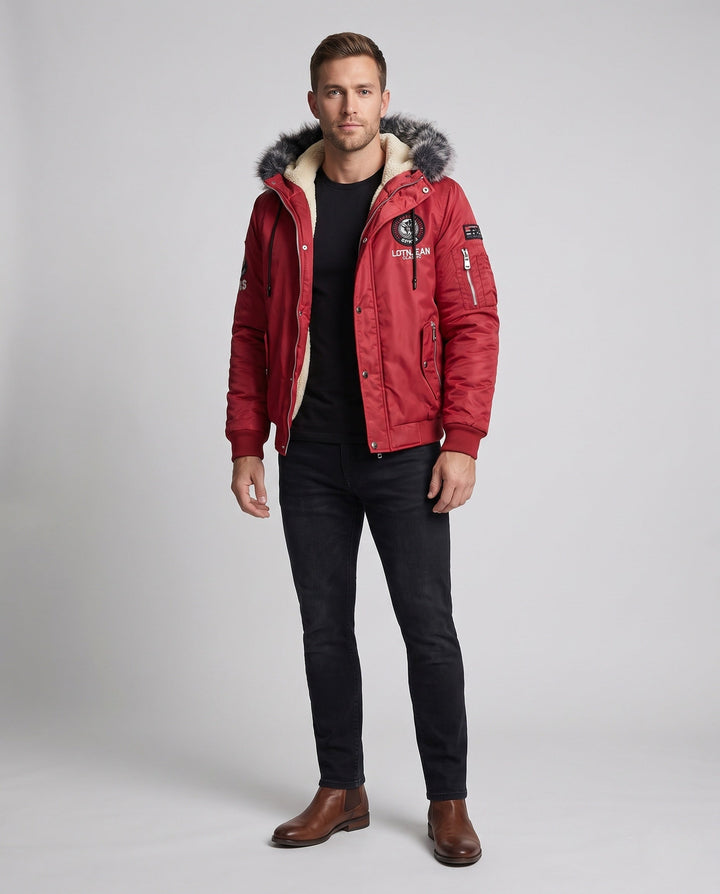 Herr Fashionable Vinter Jacka med Faux Fur Foder