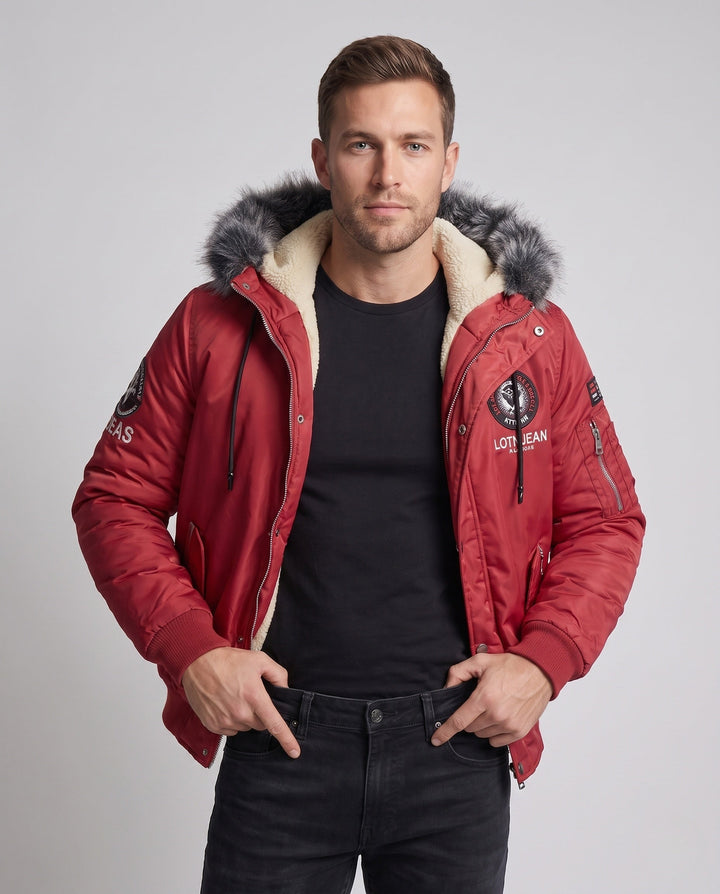 Herr Fashionable Vinter Jacka med Faux Fur Foder