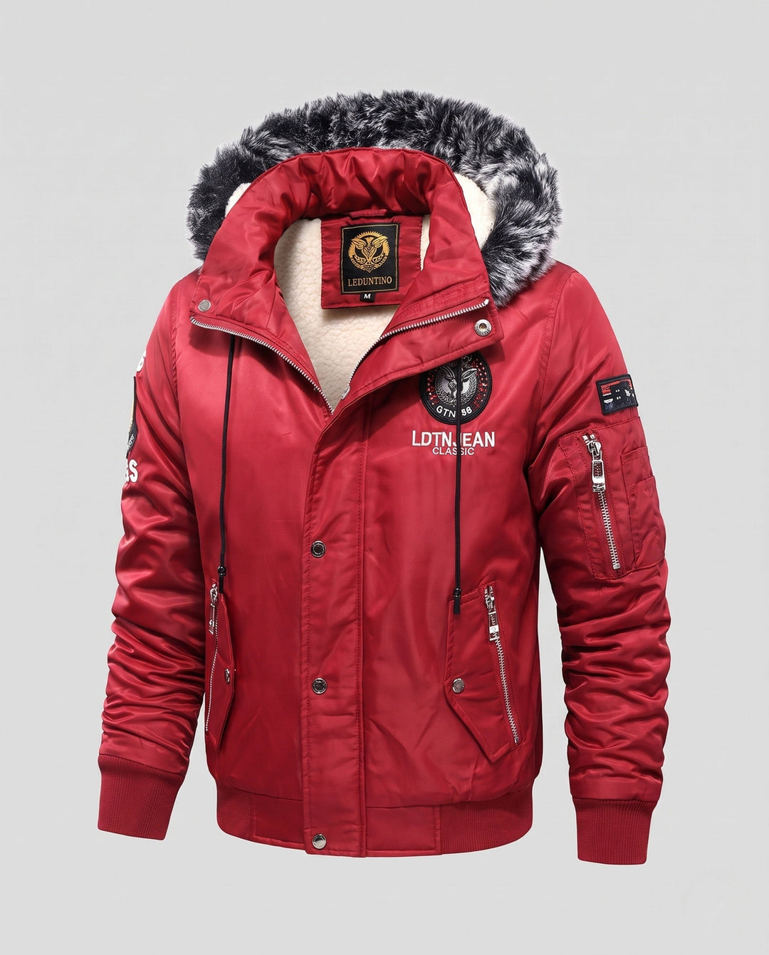 Herr Fashionable Vinter Jacka med Faux Fur Foder
