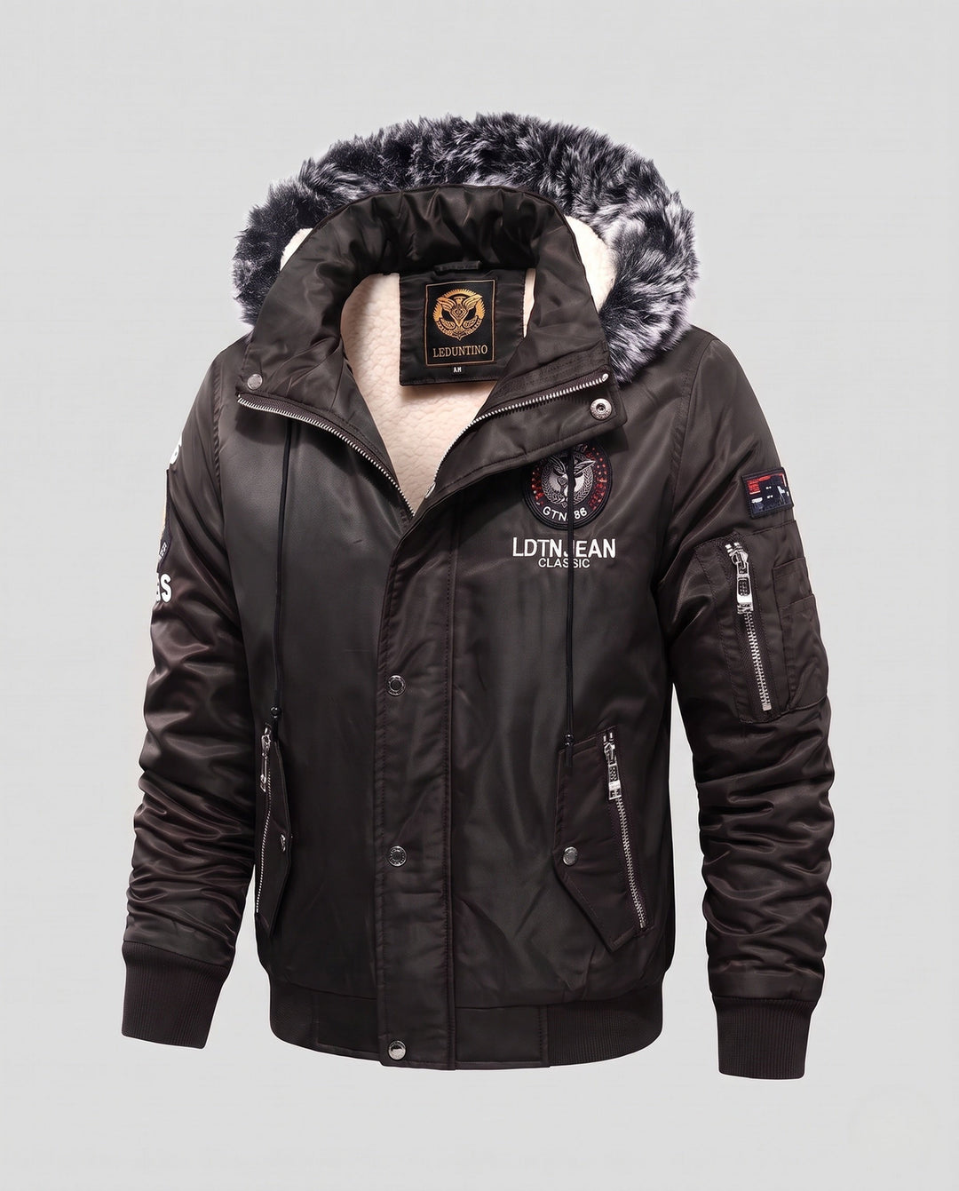 Herr Fashionable Vinter Jacka med Faux Fur Foder
