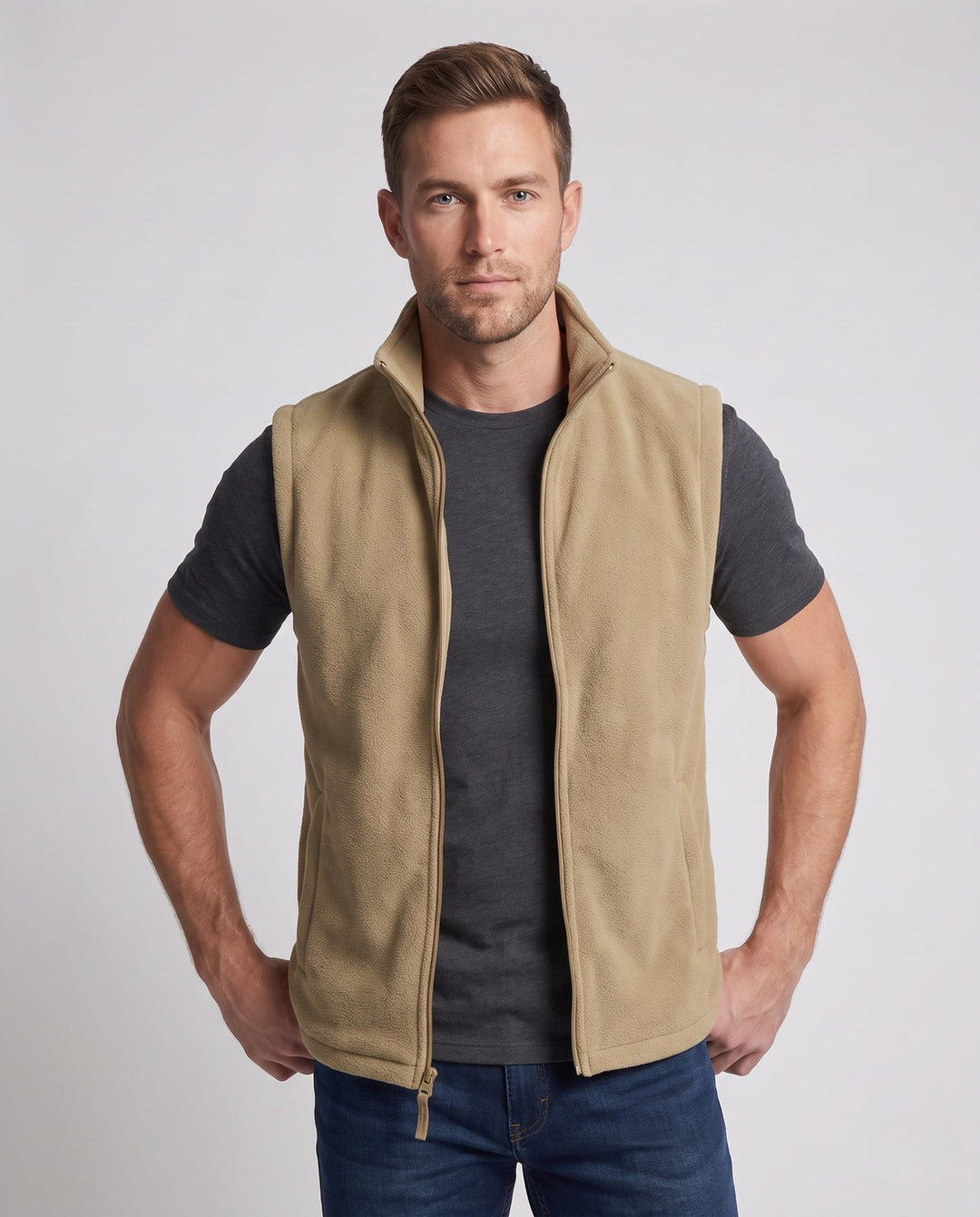 Herr Multifunctional Fleece Väst med Fickor