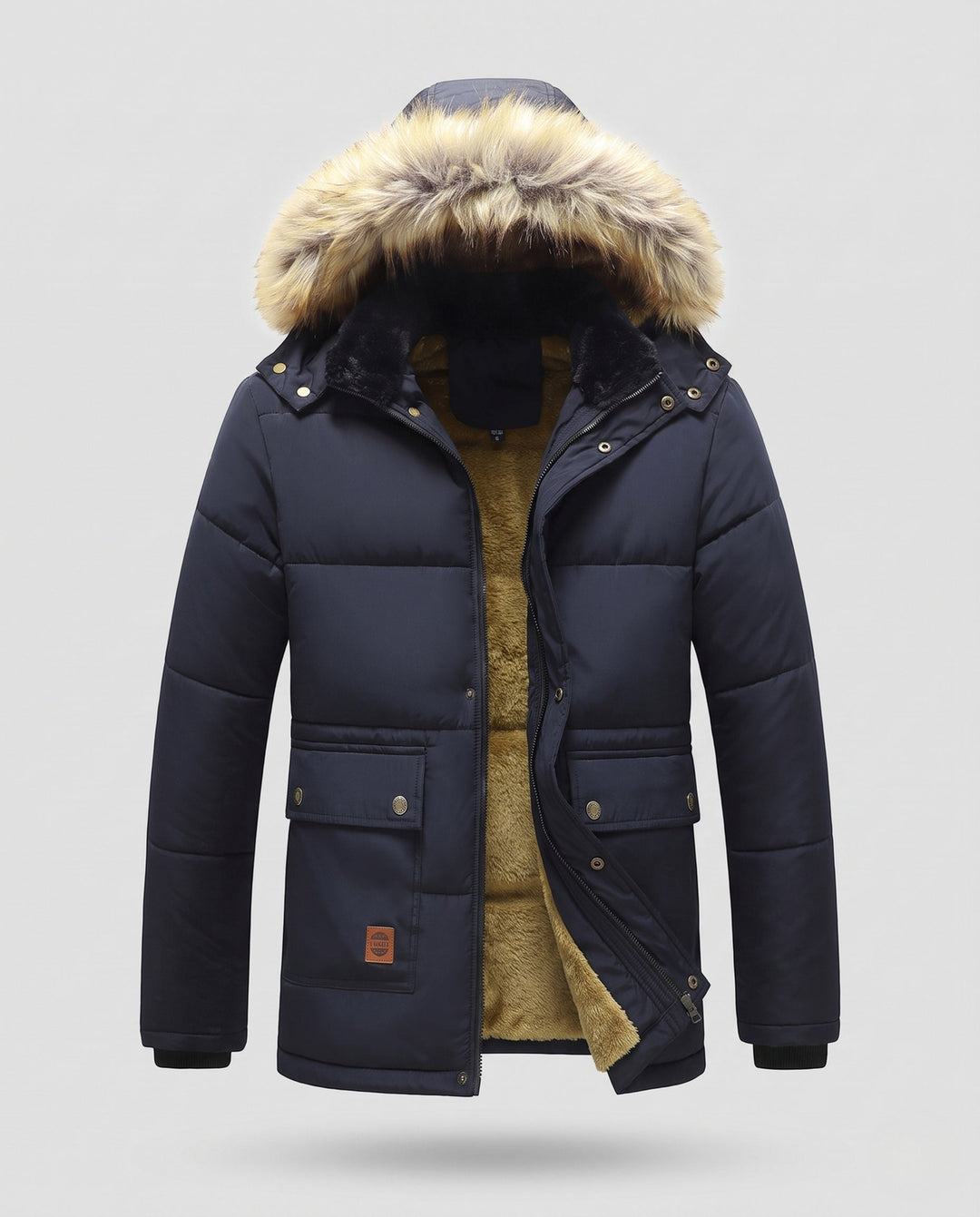 Herr Vinter Jacka med Faux Fur Foder