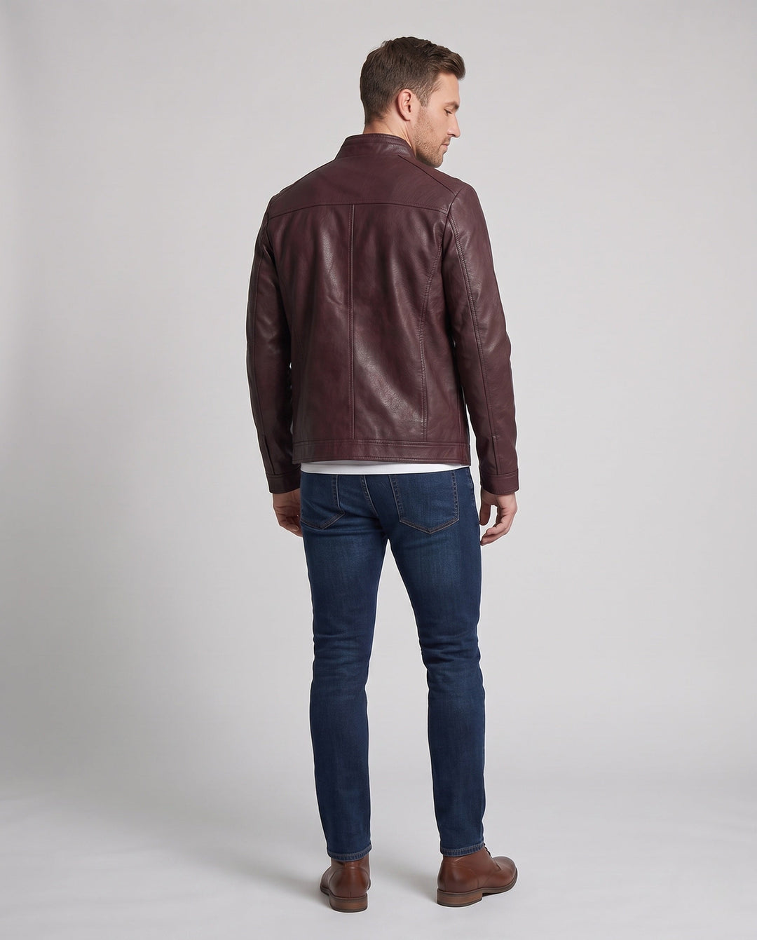 Herr Elegant Konstläder Jacka med Full-Zip