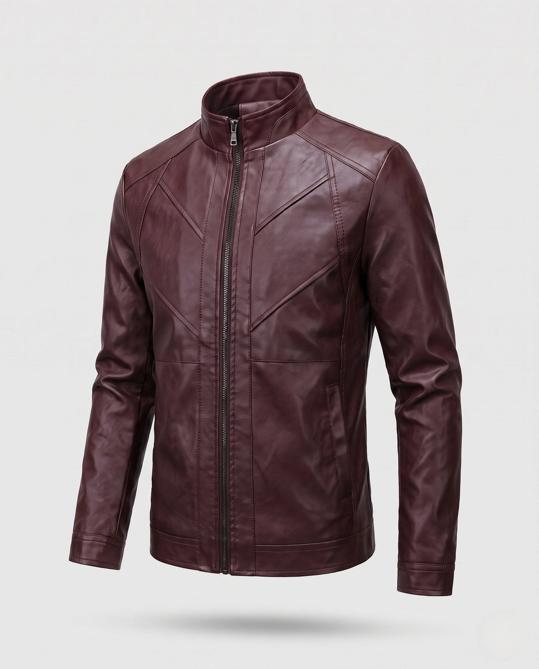 Herr Elegant Konstläder Jacka med Full-Zip