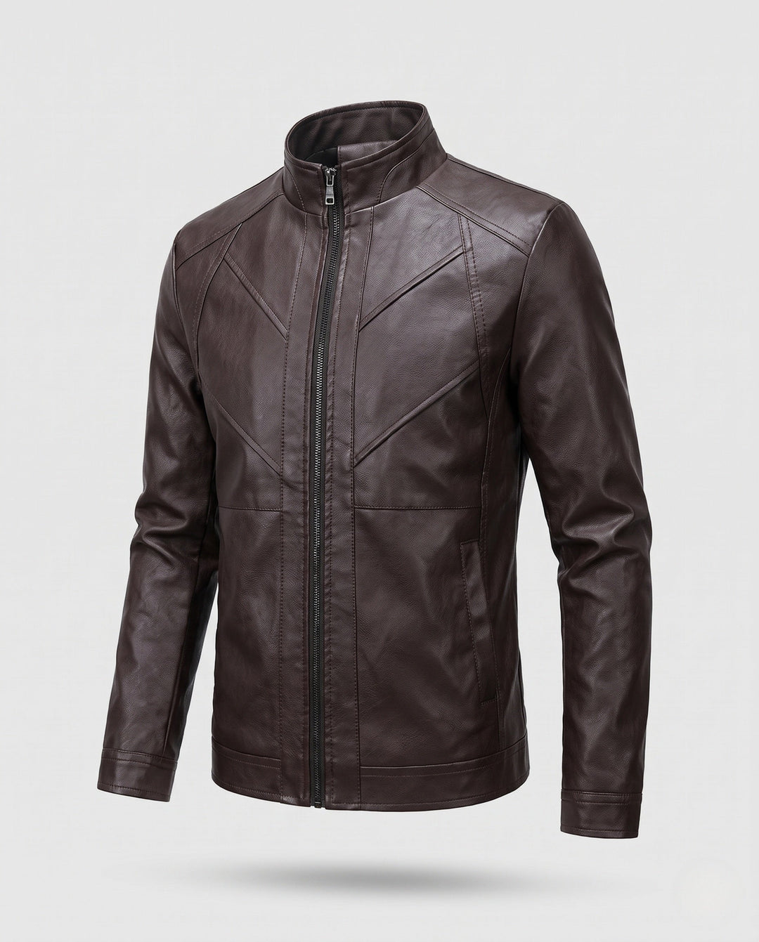 Herr Elegant Konstläder Jacka med Full-Zip