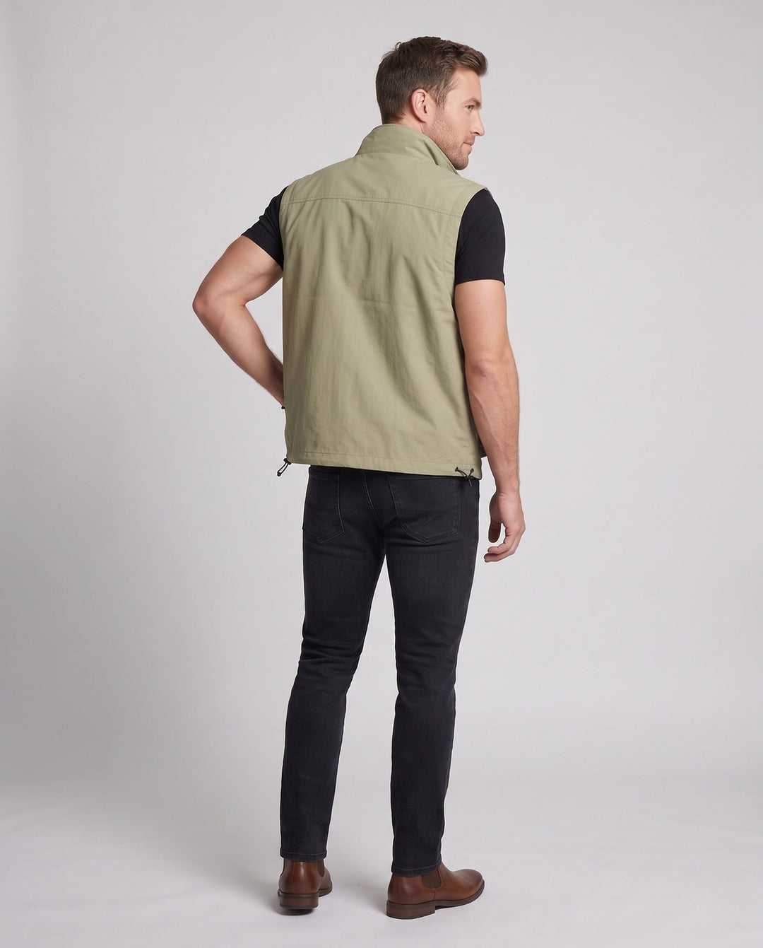 Herr Multifunctional Utility Väst med Multi-Pockets och Stående Krage