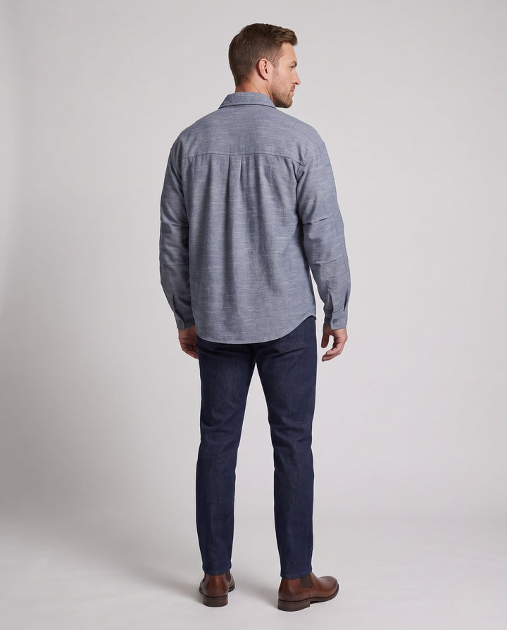 Herröverskjorta Jacka i Utility Look med Patch Bröstfickor och Lös Passform