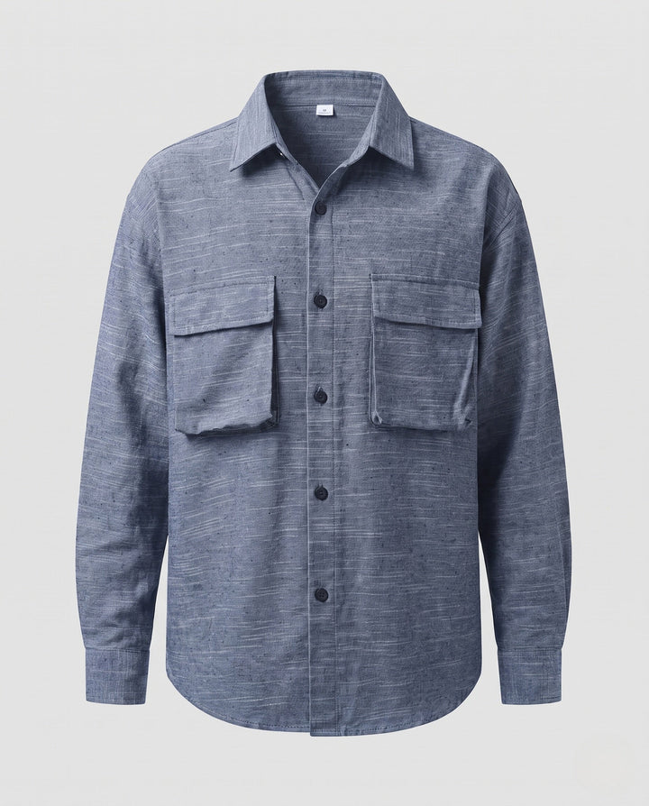 Herröverskjorta Jacka i Utility Look med Patch Bröstfickor och Lös Passform