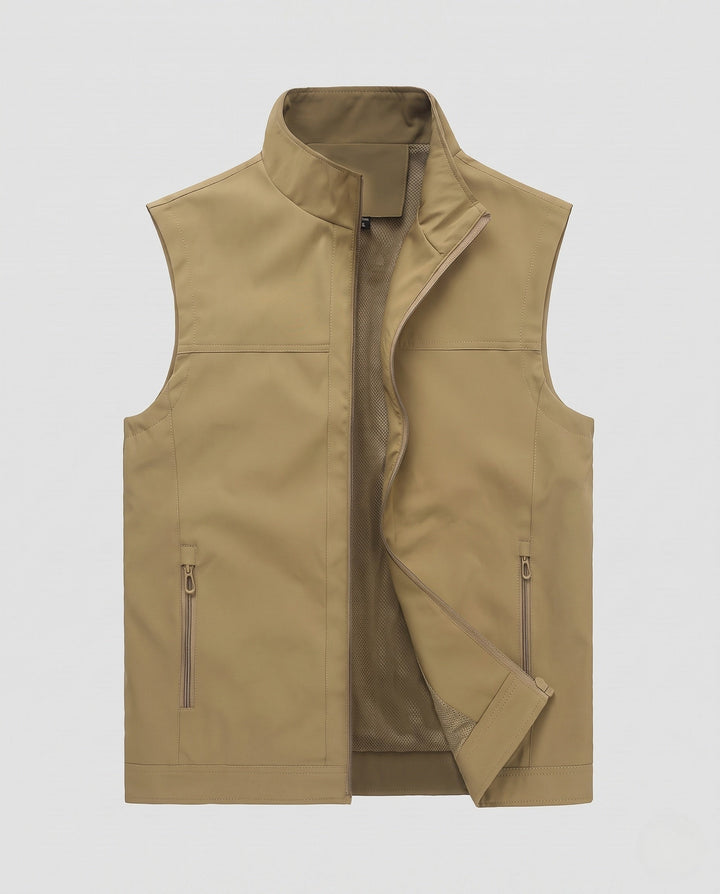 Herr Softshell Väst med Vindskyddande Skal, Mesh Foder och Säker Zip Fickor