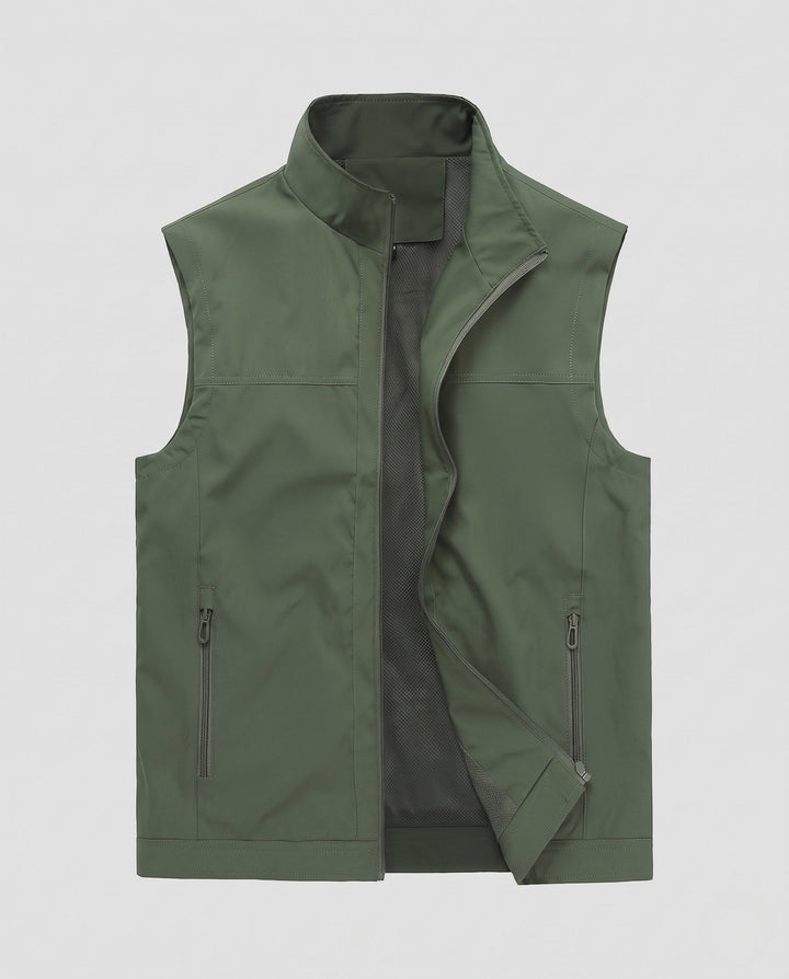 Herr Softshell Väst med Vindskyddande Skal, Mesh Foder och Säker Zip Fickor