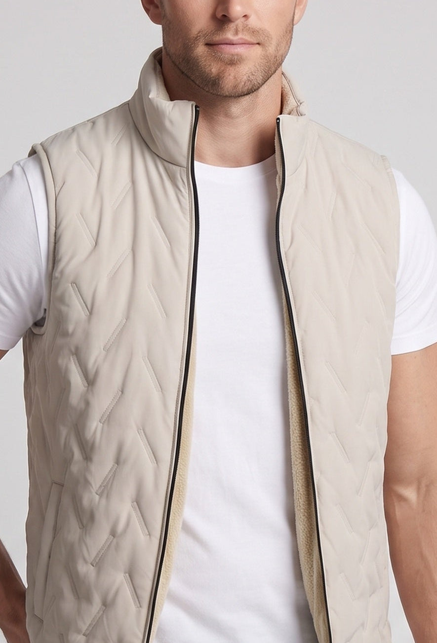 Herr Termiskly Insulated Quiltad Väst med Hög Ståkrage och Hel Dragkedja
