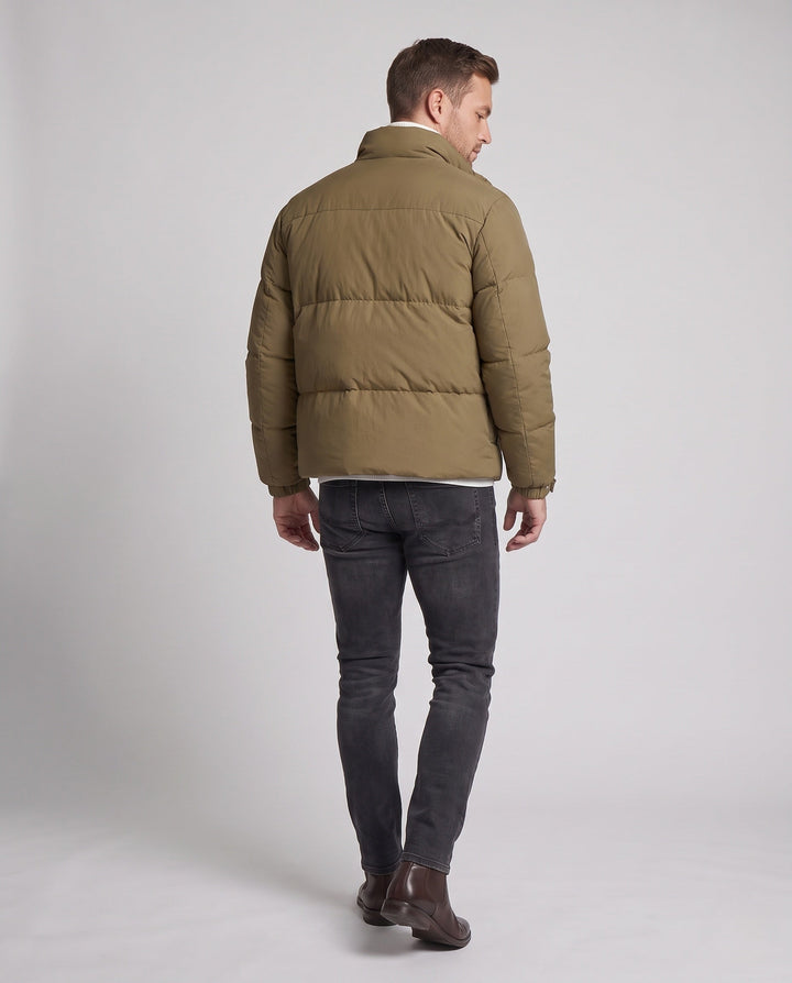 Herr Urban Short Puffer med Hög Ståkrage, Bröst Zip och Vindskyddande Skal
