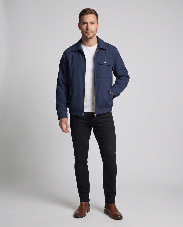 Herr Utility Harrington Jacka med Bröstficka och Dragkedja