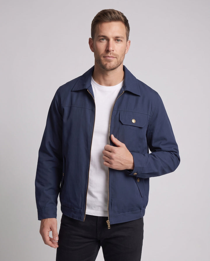 Herr Utility Harrington Jacka med Bröstficka och Dragkedja