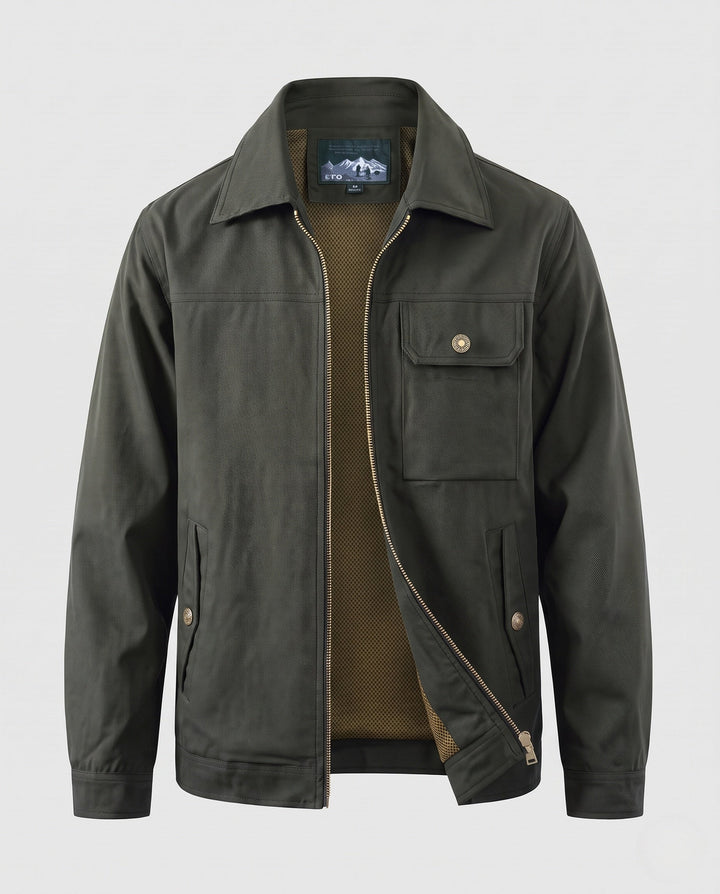 Herr Utility Harrington Jacka med Bröstficka och Dragkedja