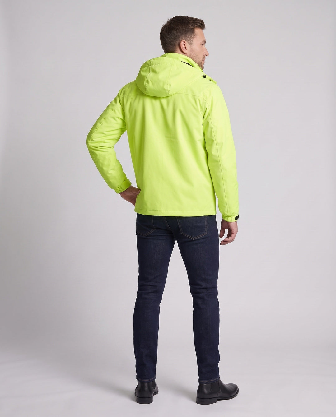 Herr Vattenavvisande Softshell Utomhus Jacka med Huva, Tvåvägsdragkedja och Justerbar Cords
