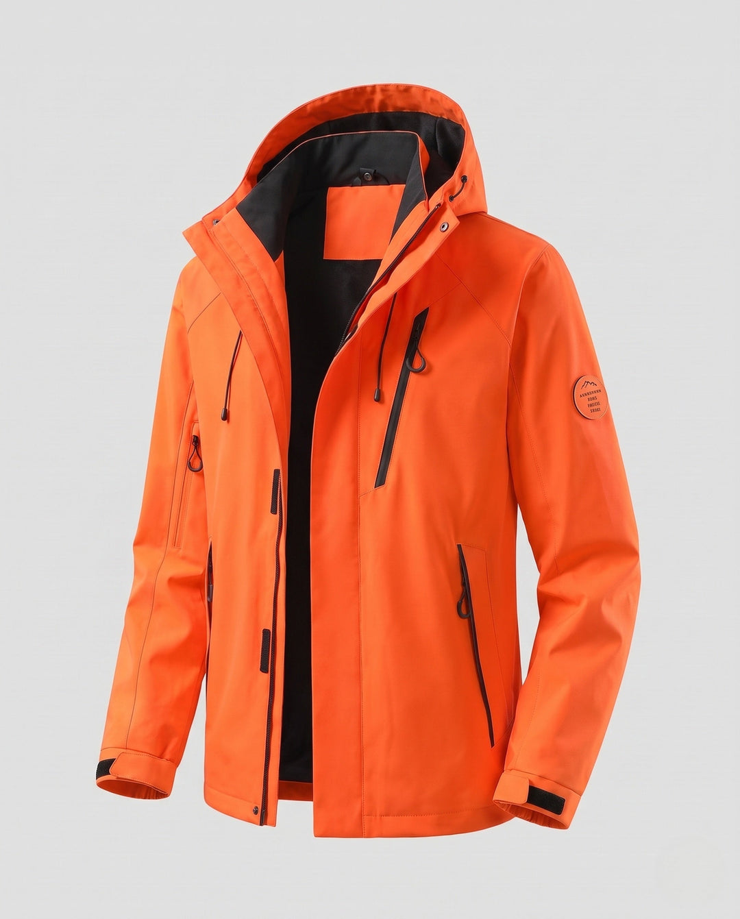 Herr Vattenavvisande Softshell Utomhus Jacka med Huva, Tvåvägsdragkedja och Justerbar Cords