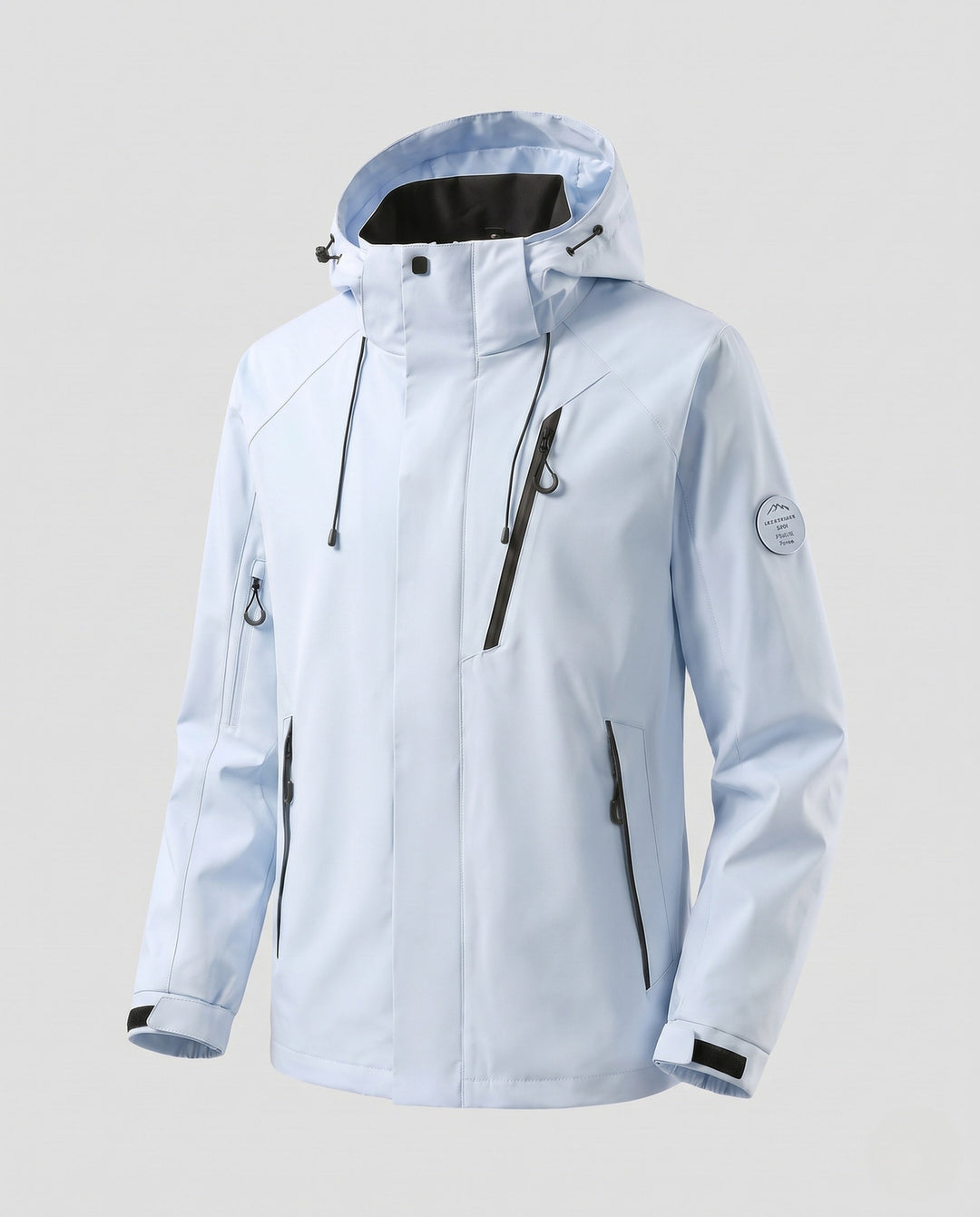 Herr Vattenavvisande Softshell Utomhus Jacka med Huva, Tvåvägsdragkedja och Justerbar Cords