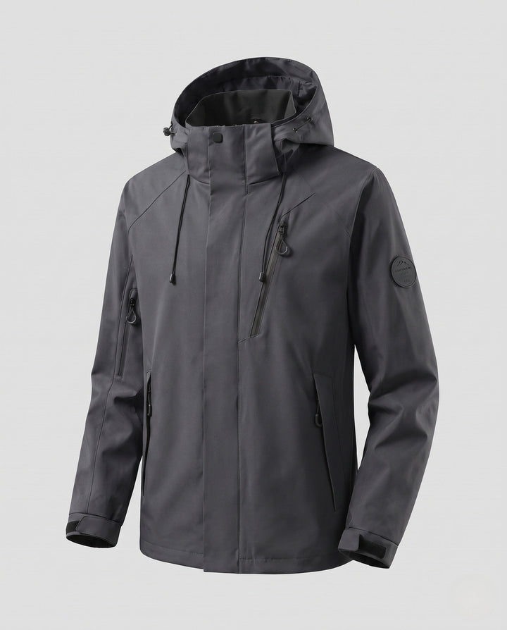 Herr Vattenavvisande Softshell Utomhus Jacka med Huva, Tvåvägsdragkedja och Justerbar Cords