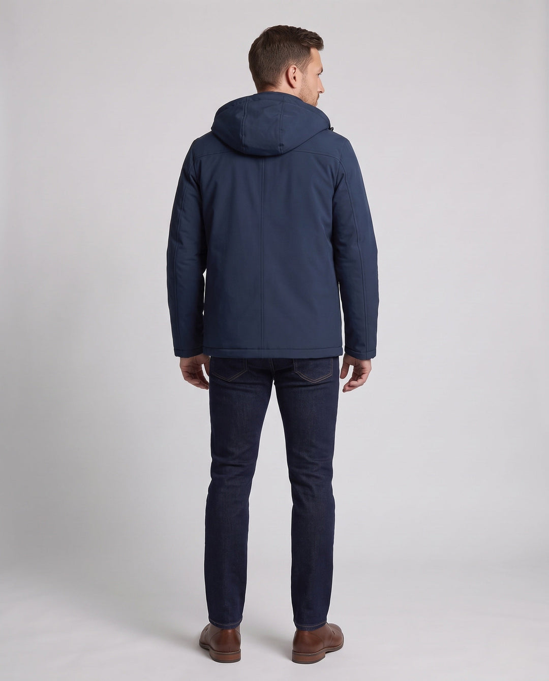 Men Vattenavvisande Softshell Övergångs Jacka med Quiltad Termisk Inre Foder och Huva