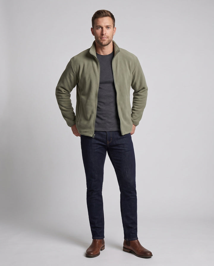 Unisex fleece-Zipjacke mit Stehkragen und minimalistischer utomhus-Optik