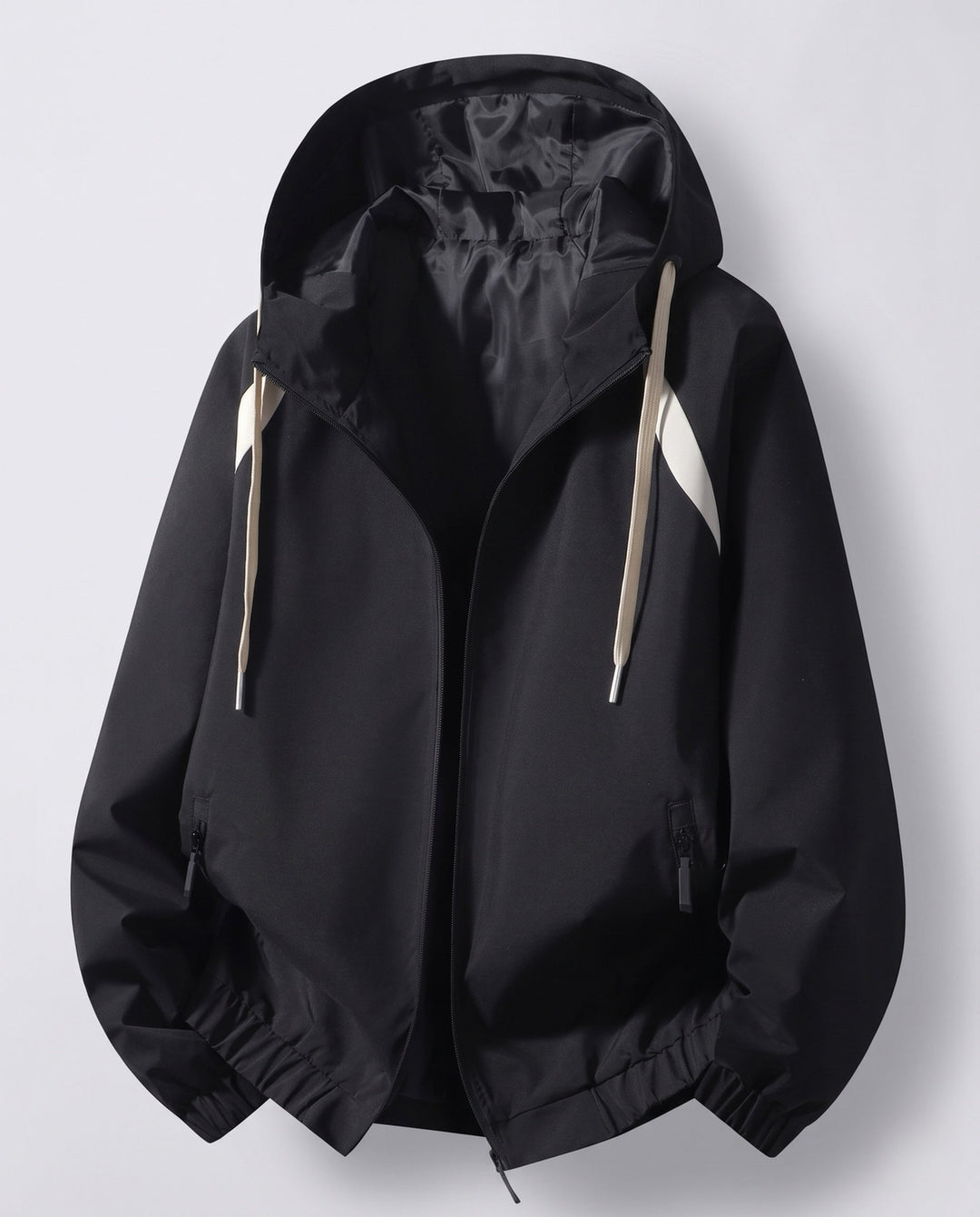 Unisex Ultraleichte Kapuzen‑Windjacke mit verdecktem Reißverschluss &amp; verstellbarem Saum