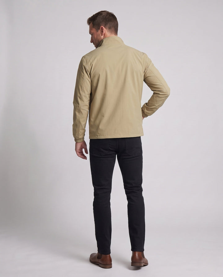 Unisex Ultraleichte Zip-Übergangsjacke mit Stehkragen, Reißverschlusstaschen &amp; windabweisendem material