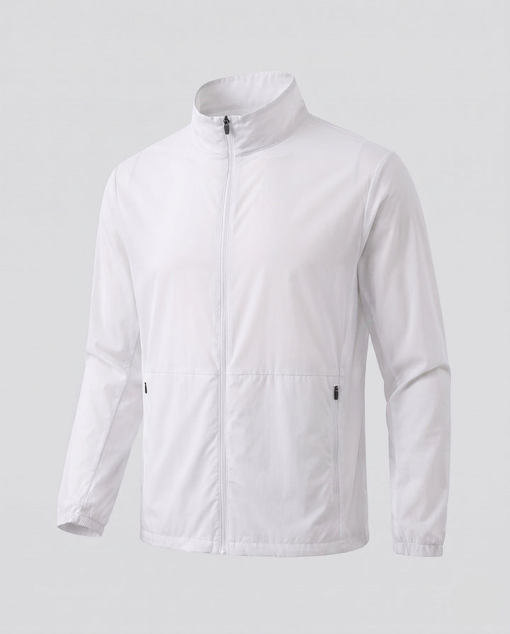Unisex Ultraleichte Zip-Übergangsjacke mit Stehkragen, Reißverschlusstaschen &amp; windabweisendem material