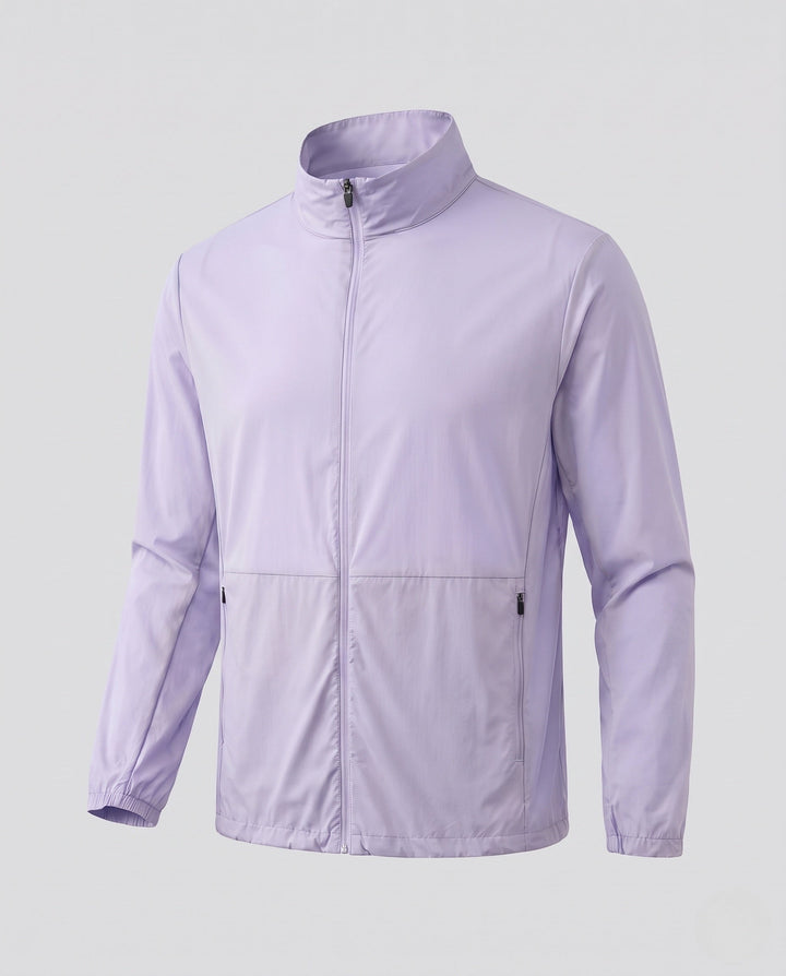 Unisex Ultraleichte Zip-Übergangsjacke mit Stehkragen, Reißverschlusstaschen &amp; windabweisendem material