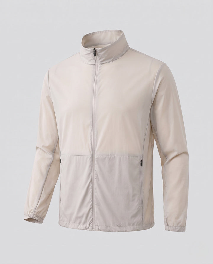 Unisex Ultraleichte Zip-Übergangsjacke mit Stehkragen, Reißverschlusstaschen &amp; windabweisendem material