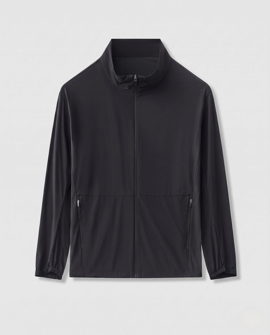 Unisex Ultraleichte Zip-Übergangsjacke mit Stehkragen, Reißverschlusstaschen &amp; windabweisendem material