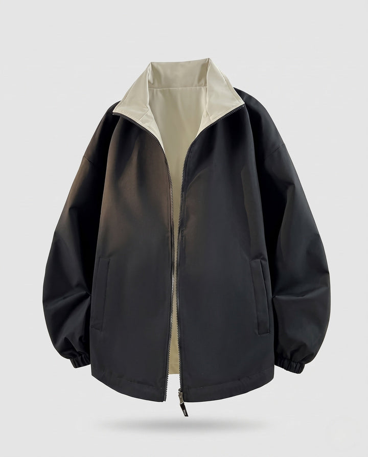 Unisex Wende-Übergangsjacke mit hochschließendem Kragen, Reißverschluss &amp; elastischen Bündchen