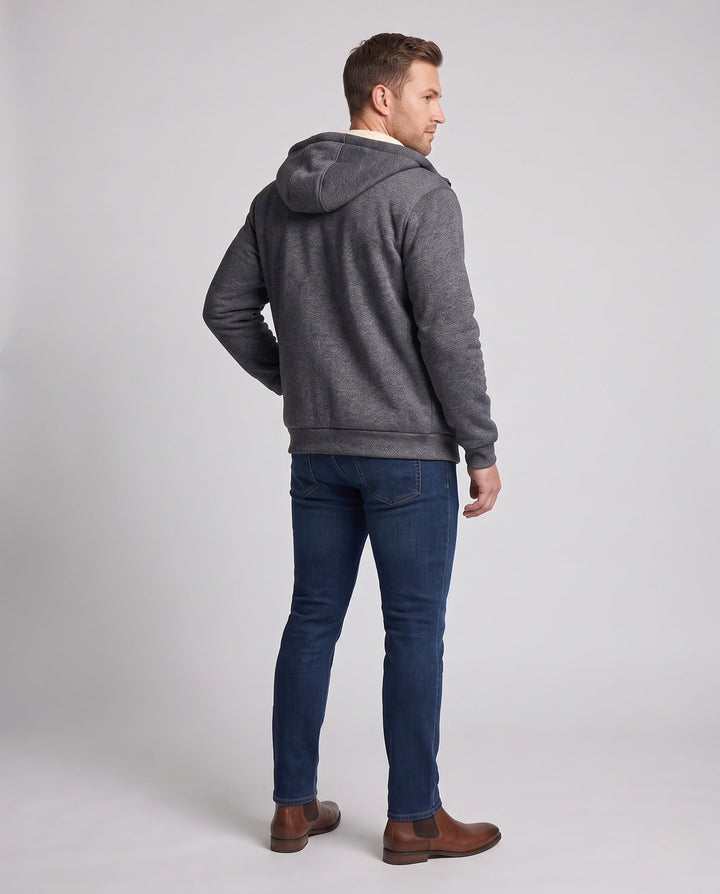 Herr Cozy Fleece Jacka med Huva